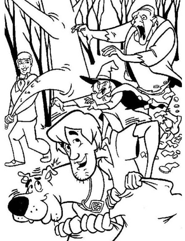 Online coloring book: Coloring page Scooby Doo witch attack